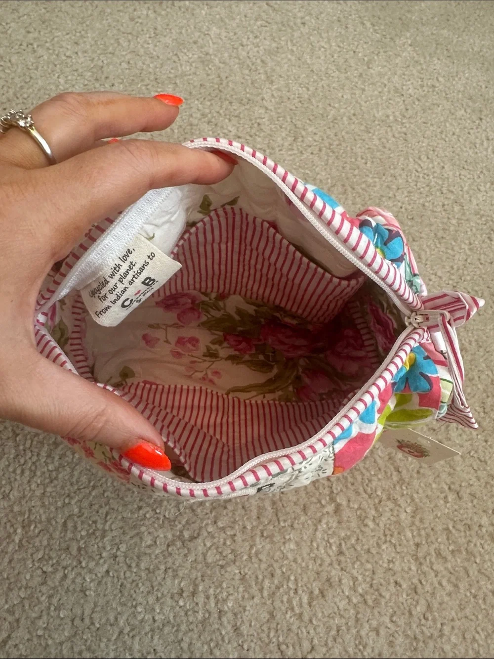 C·B Positano Pink Floral Quilted Cosmetic Pouch